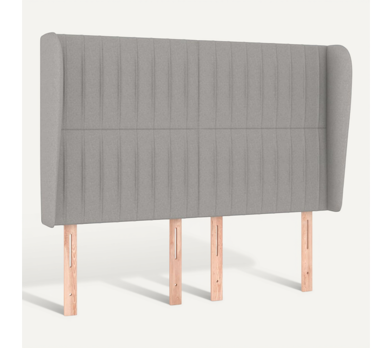 Tête De Lit Avec Oreilles Gris Clair 147x23x118/128 Cm Tissu