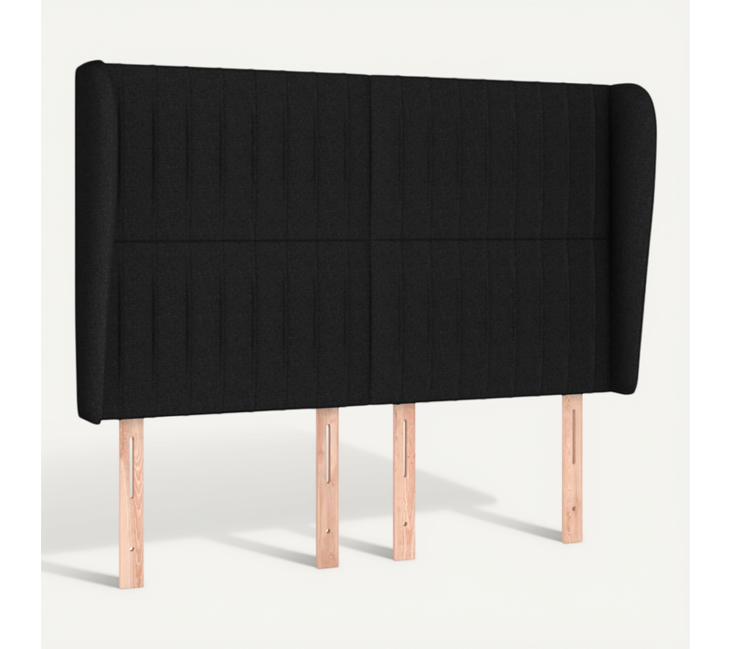 Tête De Lit Avec Oreilles Noir 147x23x118/128 Cm Tissu