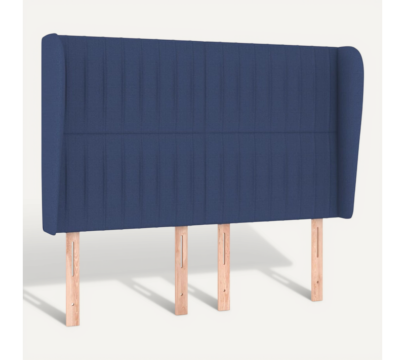 Tête De Lit Avec Oreilles Bleu 147x23x118/128 Cm Tissu