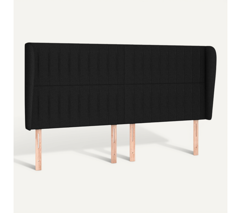 Tête De Lit Avec Oreilles Noir 163x23x118/128 Cm Tissu