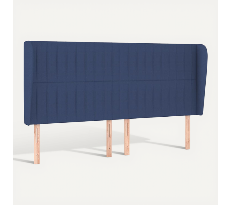 Tête De Lit Avec Oreilles Bleu 163x23x118/128 Cm Tissu