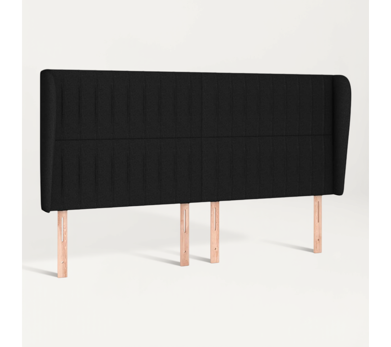 Tête De Lit Avec Oreilles Noir 183x23x118/128 Cm Tissu