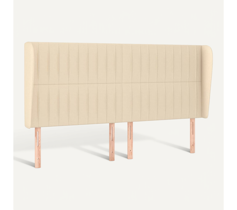 Tête De Lit Avec Oreilles Crème 183x23x118/128 Cm Tissu