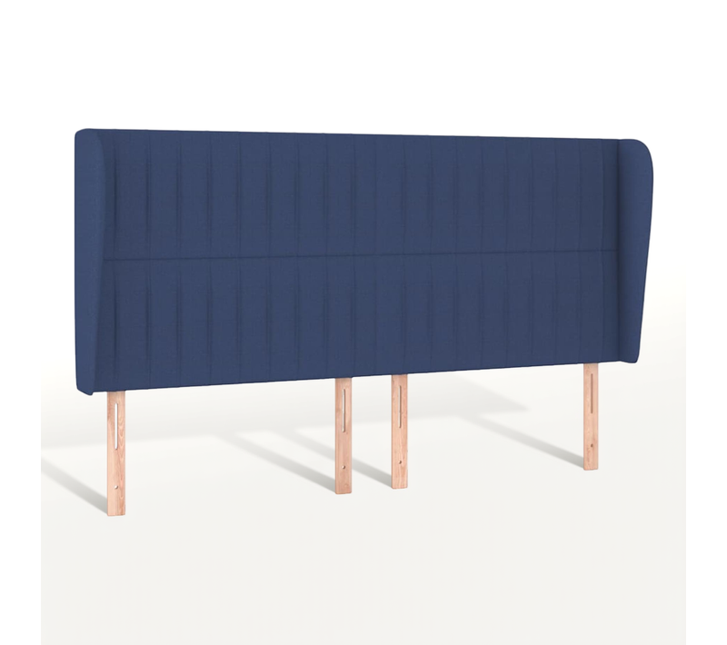 Tête De Lit Avec Oreilles Bleu 183x23x118/128 Cm Tissu