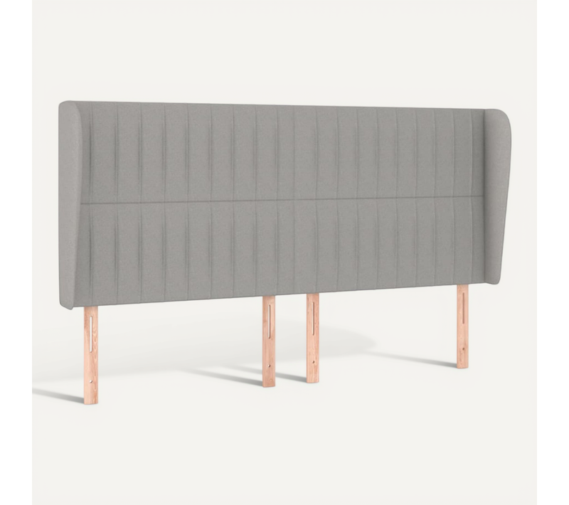 Tête De Lit Avec Oreilles Gris Clair 203x23x118/128 Cm Tissu