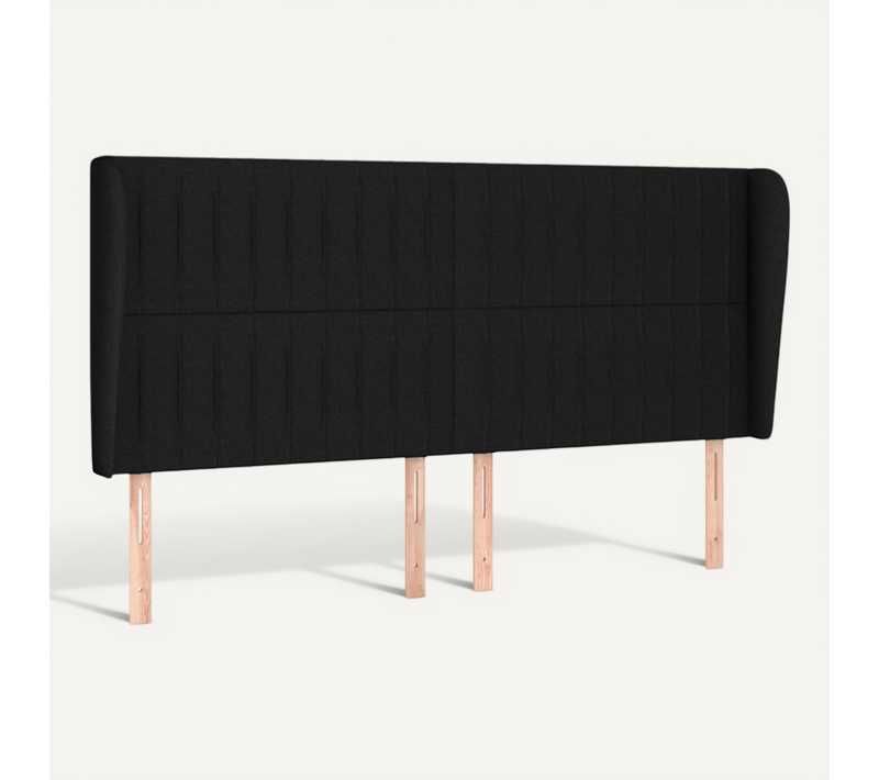 Tête De Lit Avec Oreilles Noir 203x23x118/128 Cm Tissu