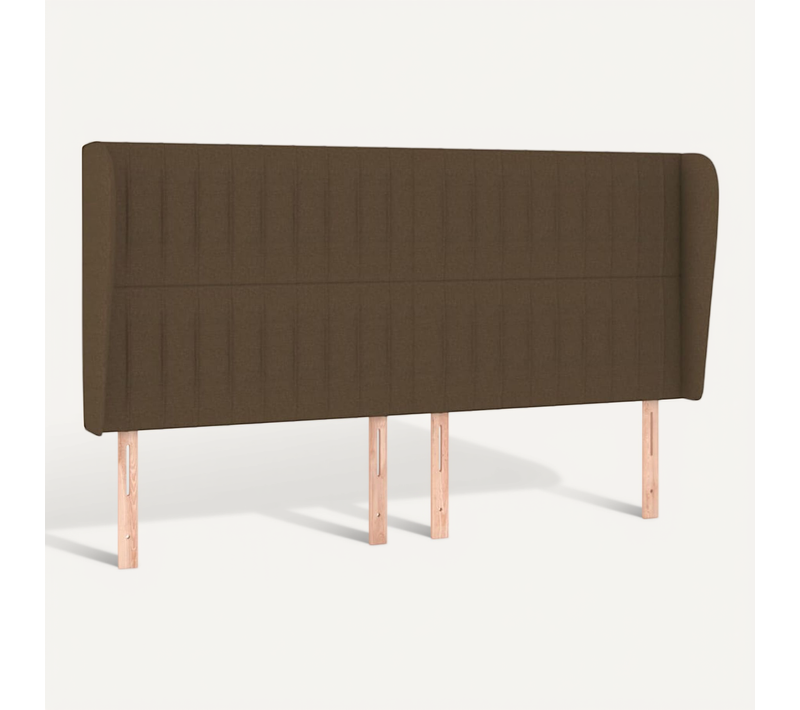 Tête De Lit Avec Oreilles Marron Foncé 203x23x118/128 Cm Tissu