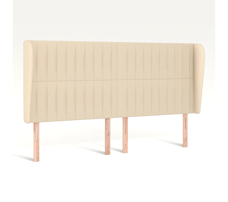 Tête De Lit Avec Oreilles Crème 203x23x118/128 Cm Tissu
