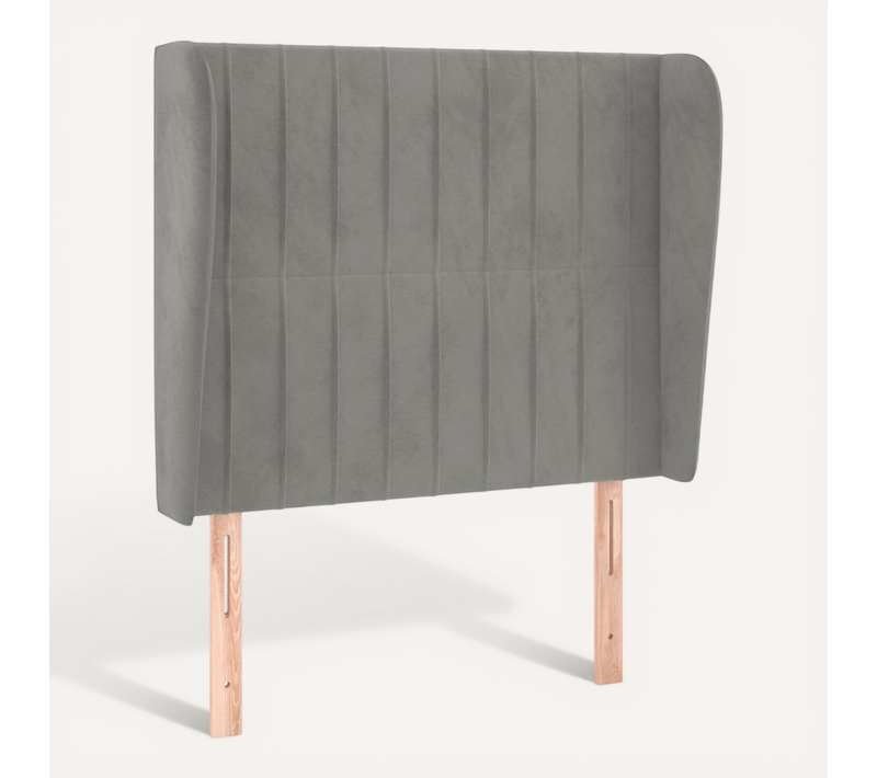 Tête De Lit Avec Oreilles Gris Clair 103x23x118/128 Cm Velours
