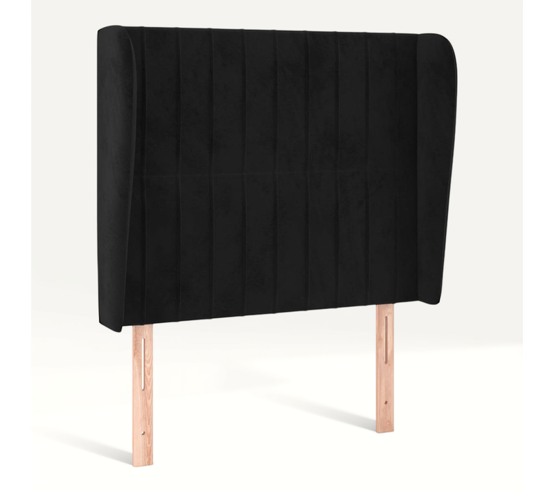 Tête De Lit Avec Oreilles Noir 103x23x118/128 Cm Velours