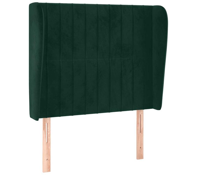 Tête De Lit Avec Oreilles Vert Foncé 103x23x118/128 Cm Velours