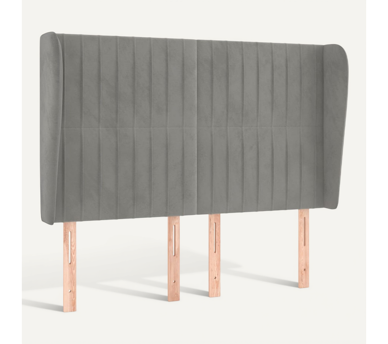Tête De Lit Avec Oreilles Gris Clair 147x23x118/128 Cm Velours