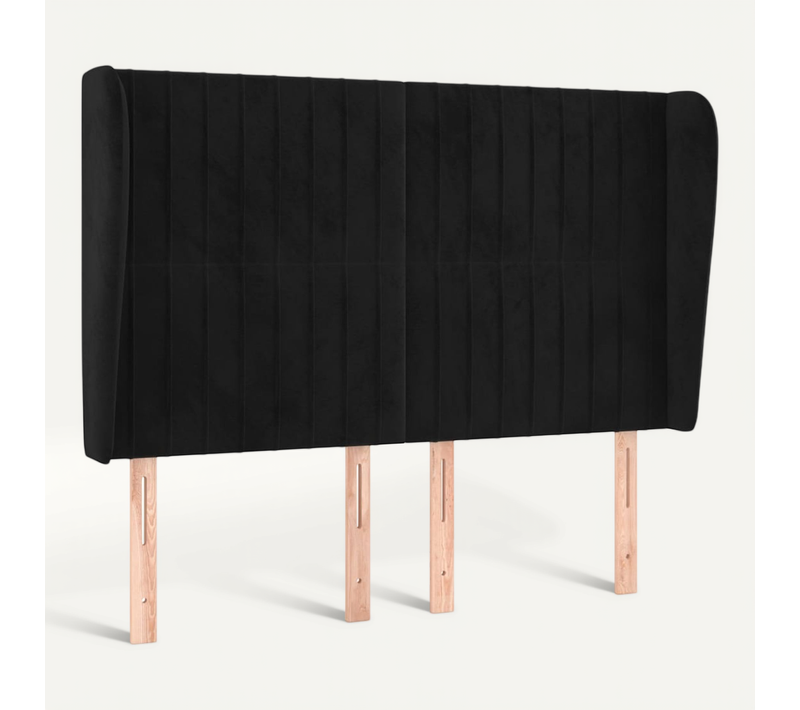 Tête De Lit Avec Oreilles Noir 147x23x118/128 Cm Velours