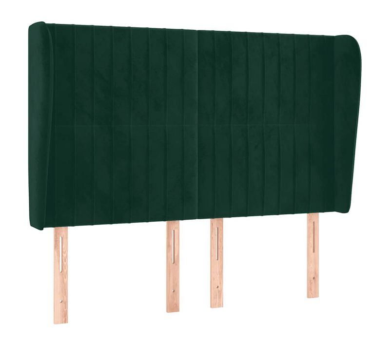 Tête De Lit Avec Oreilles Vert Foncé 147x23x118/128 Cm Velours