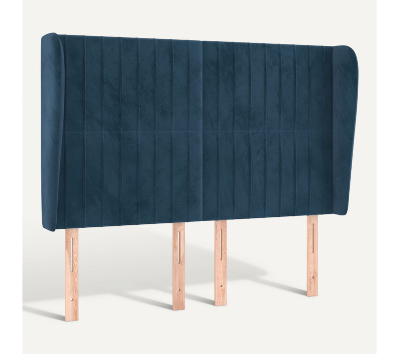 Tête De Lit Avec Oreilles Bleu Foncé 147x23x118/128 Cm Velours