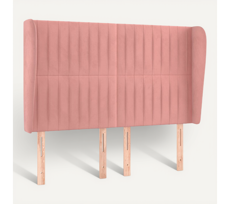 Tête De Lit Avec Oreilles Rose 147x23x118/128 Cm Velours