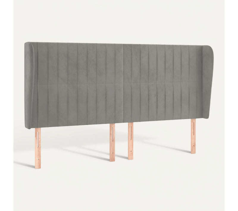 Tête De Lit Avec Oreilles Gris Clair 163x23x118/128 Cm Velours