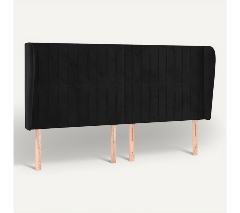 Tête De Lit Avec Oreilles Noir 163x23x118/128 Cm Velours