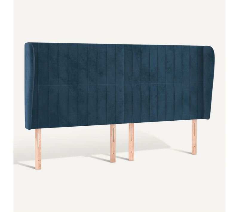 Tête De Lit Avec Oreilles Bleu Foncé 163x23x118/128 Cm Velours
