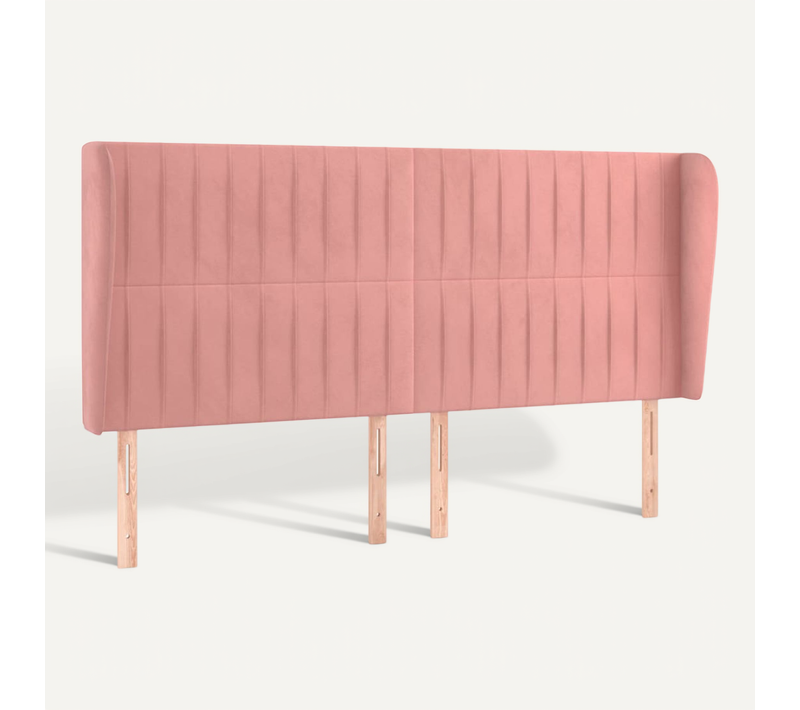 Tête De Lit Avec Oreilles Rose 163x23x118/128 Cm Velours