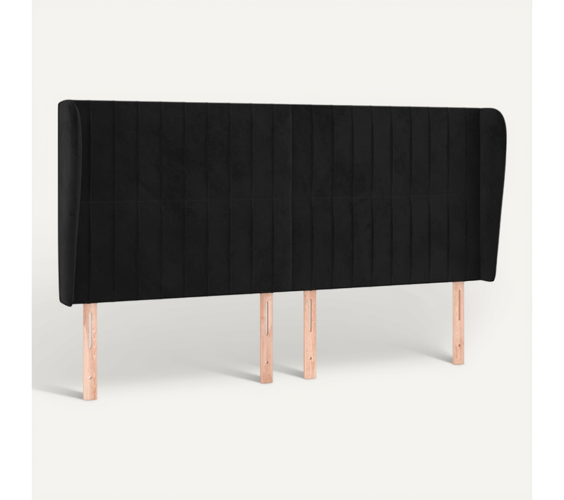 Tête De Lit Avec Oreilles Noir 183x23x118/128 Cm Velours
