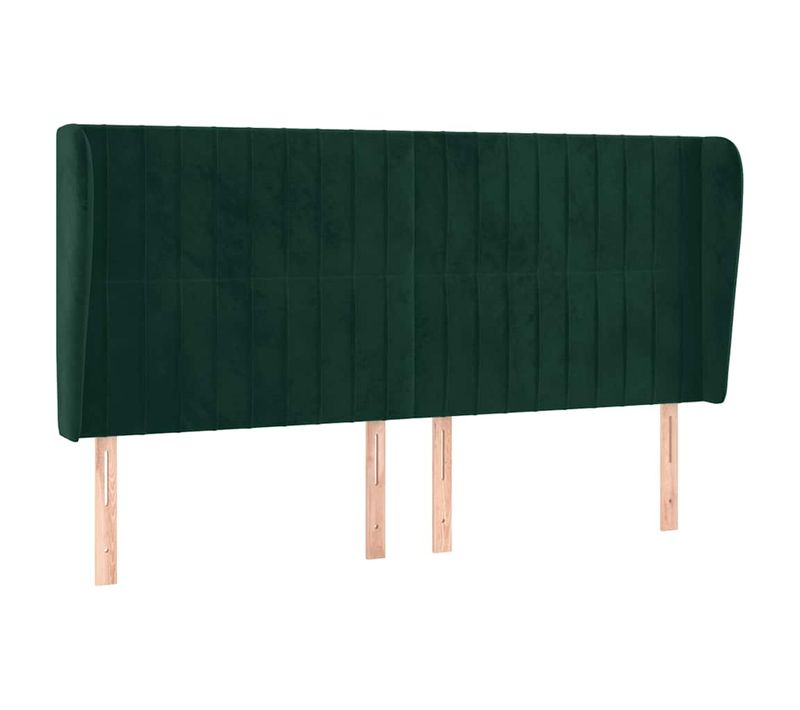 Tête De Lit Avec Oreilles Vert Foncé 183x23x118/128 Cm Velours