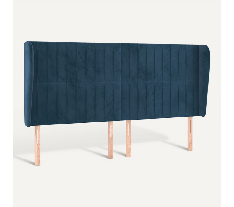 Tête De Lit Avec Oreilles Bleu Foncé 183x23x118/128 Cm Velours
