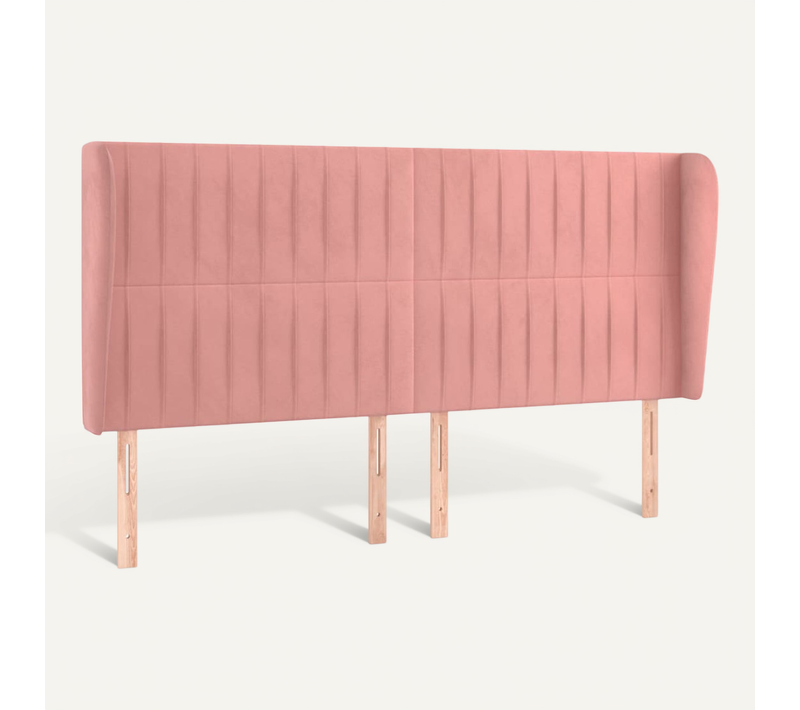 Tête De Lit Avec Oreilles Rose 183x23x118/128 Cm Velours