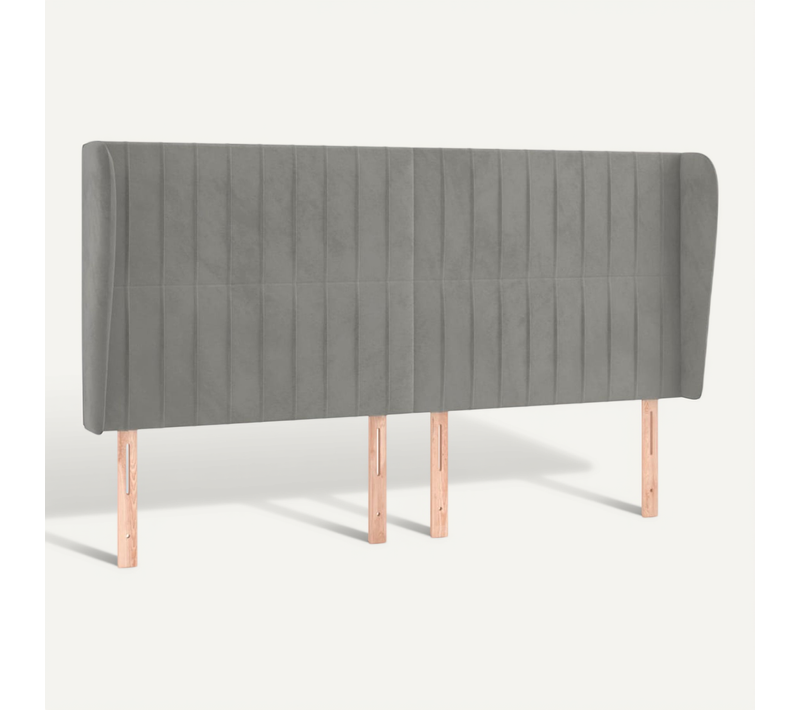 Tête De Lit Avec Oreilles Gris Clair 203x23x118/128 Cm Velours