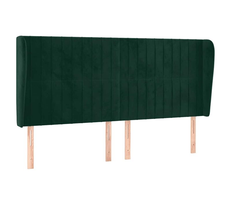 Tête De Lit Avec Oreilles Vert Foncé 203x23x118/128 Cm Velours