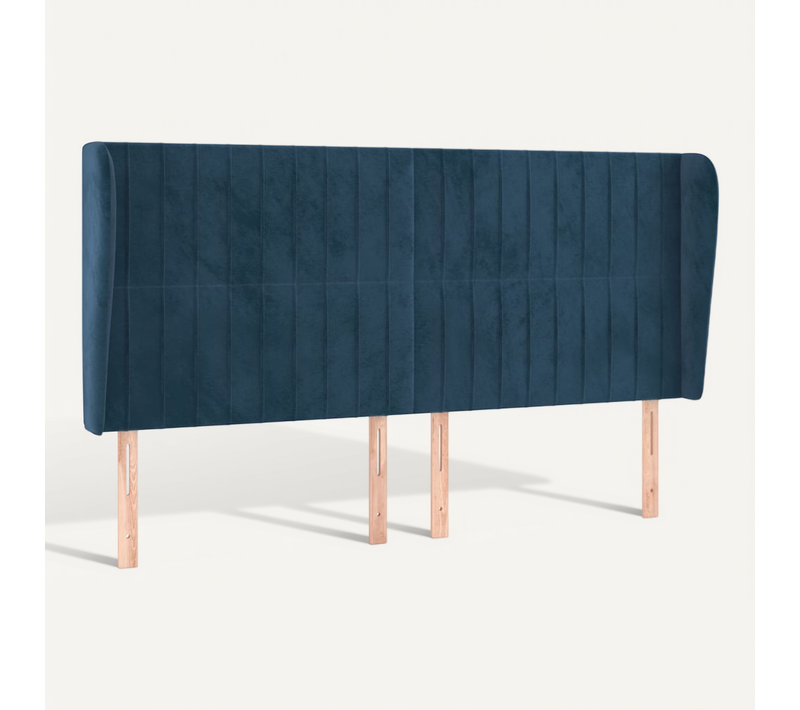 Tête De Lit Avec Oreilles Bleu Foncé 203x23x118/128 Cm Velours