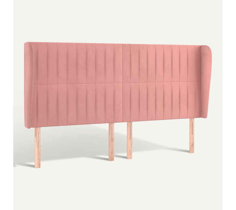 Tête De Lit Avec Oreilles Rose 203x23x118/128 Cm Velours