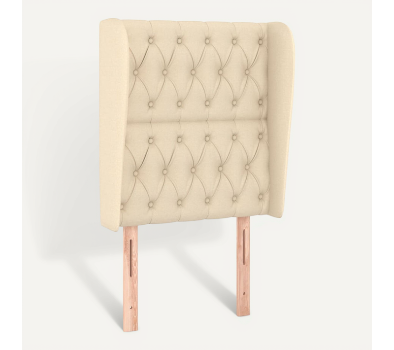 Tête De Lit Avec Oreilles Crème 83x23x118/128 Cm Tissu