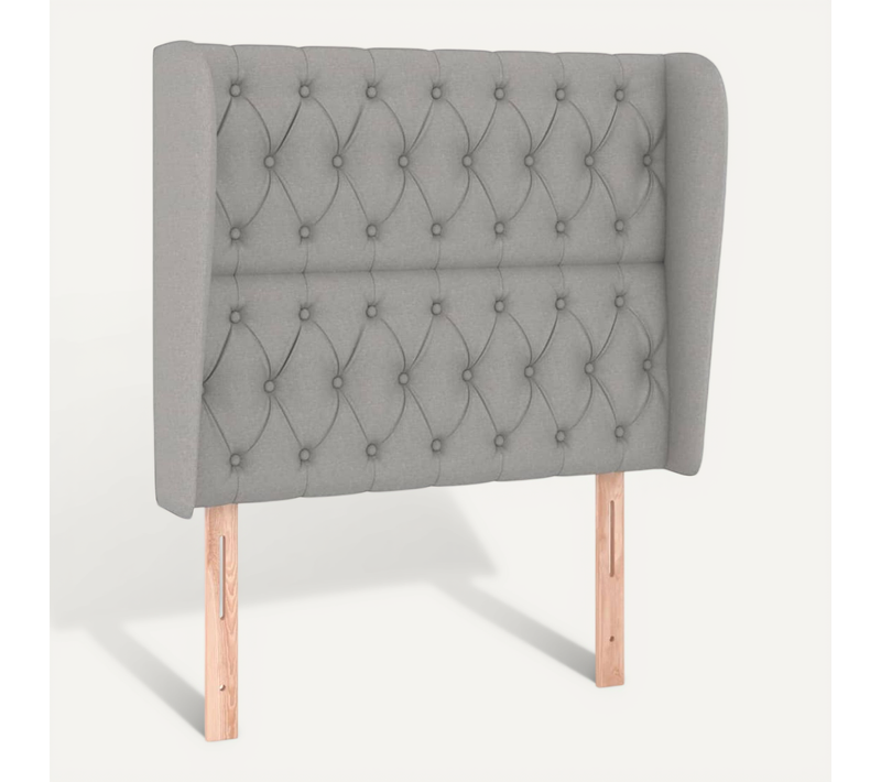 Tête De Lit Avec Oreilles Gris Clair 93x23x118/128 Cm Tissu