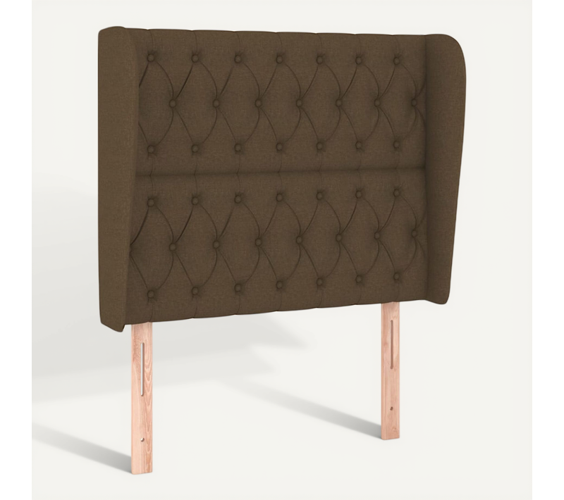 Tête De Lit Avec Oreilles Marron Foncé 93x23x118/128 Cm Tissu