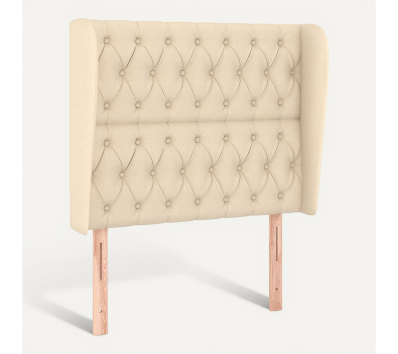 Tête De Lit Avec Oreilles Crème 93x23x118/128 Cm Tissu