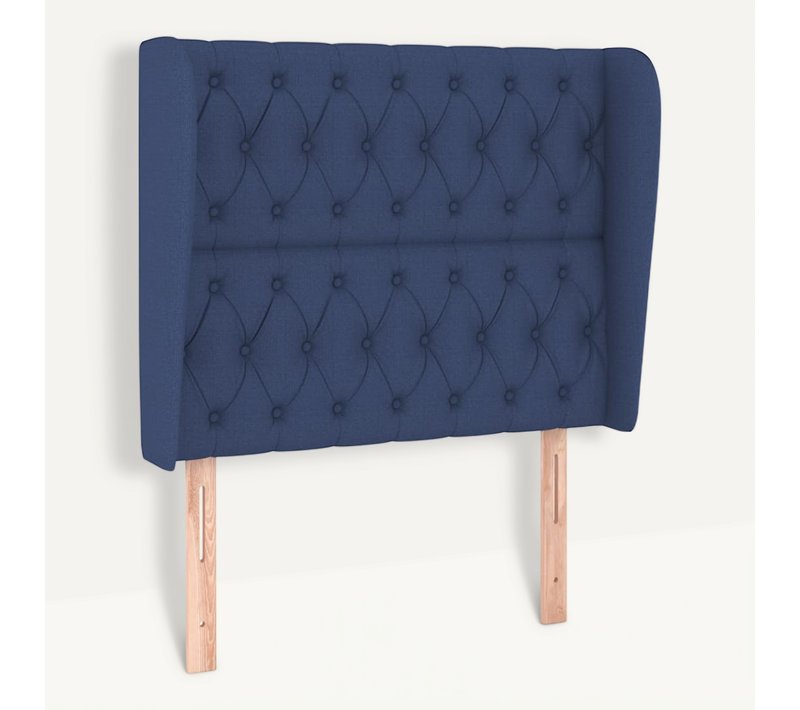 Tête De Lit Avec Oreilles Bleu 93x23x118/128 Cm Tissu