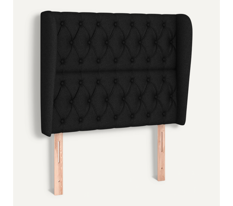 Tête De Lit Avec Oreilles Noir 103x23x118/128 Cm Tissu