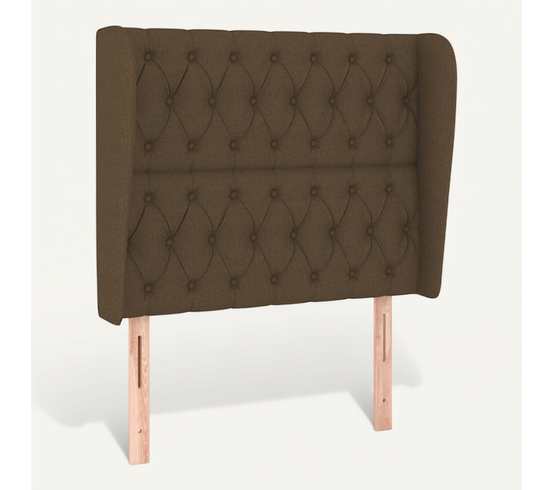 Tête De Lit Avec Oreilles Marron Foncé 103x23x118/128 Cm Tissu