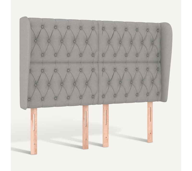 Tête De Lit Avec Oreilles Gris Clair 147x23x118/128 Cm Tissu