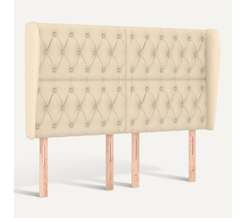 Tête De Lit Avec Oreilles Crème 147x23x118/128 Cm Tissu