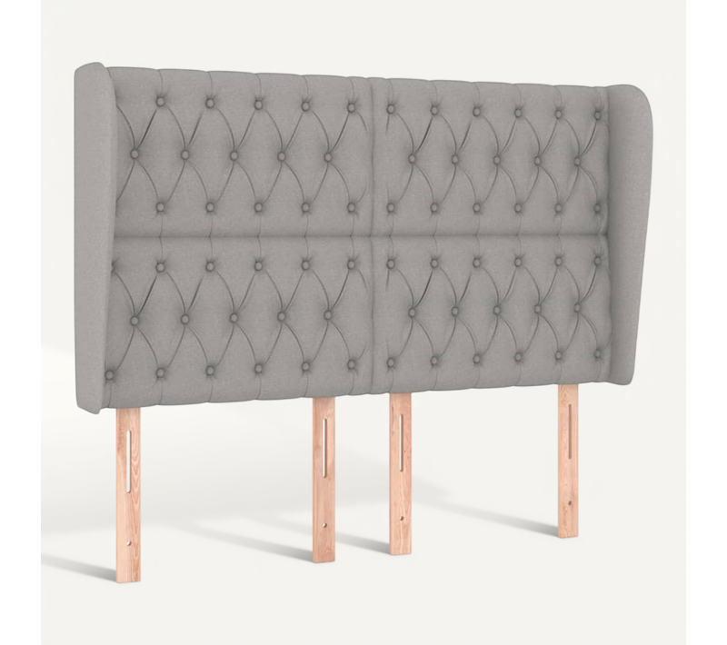 Tête De Lit Avec Oreilles Gris Clair 163x23x118/128 Cm Tissu