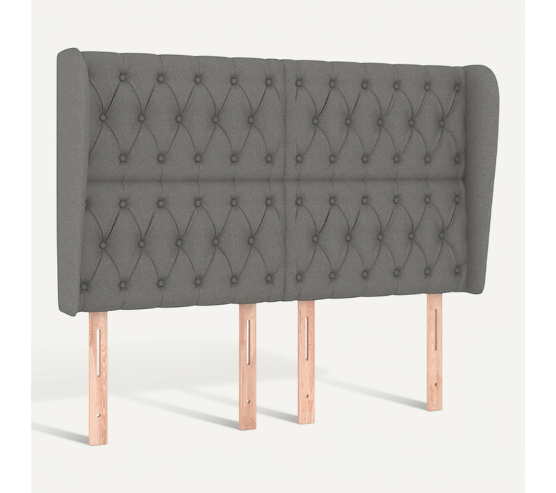 Tête De Lit Avec Oreilles Gris Foncé 163x23x118/128 Cm Tissu