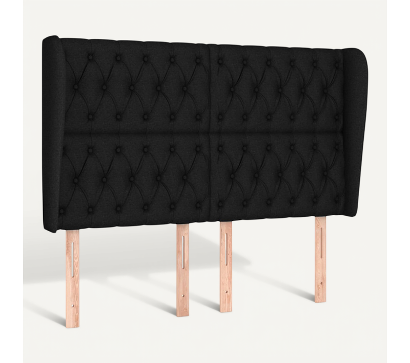 Tête De Lit Avec Oreilles Noir 163x23x118/128 Cm Tissu