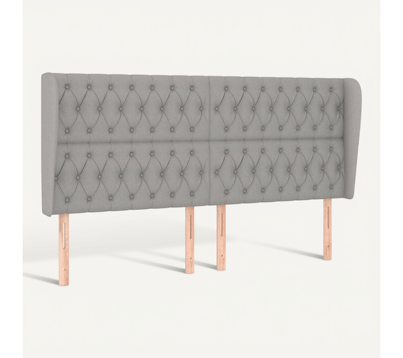 Tête De Lit Avec Oreilles Gris Clair 183x23x118/128 Cm Tissu