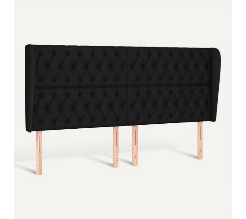 Tête De Lit Avec Oreilles Noir 183x23x118/128 Cm Tissu