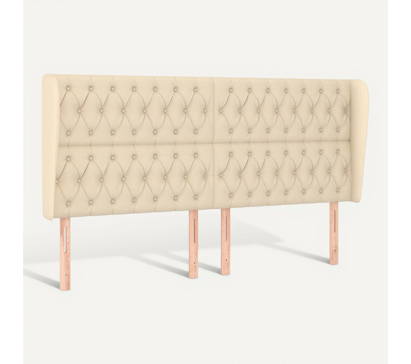 Tête De Lit Avec Oreilles Crème 183x23x118/128 Cm Tissu