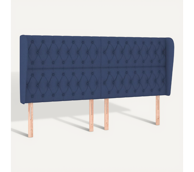 Tête De Lit Avec Oreilles Bleu 183x23x118/128 Cm Tissu