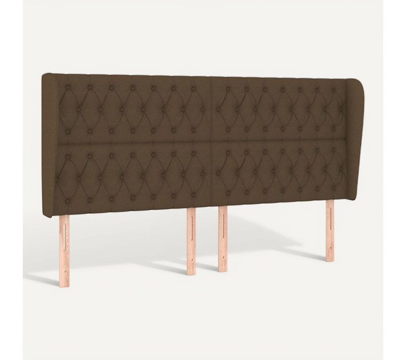 Tête De Lit Avec Oreilles Marron Foncé 203x23x118/128 Cm Tissu