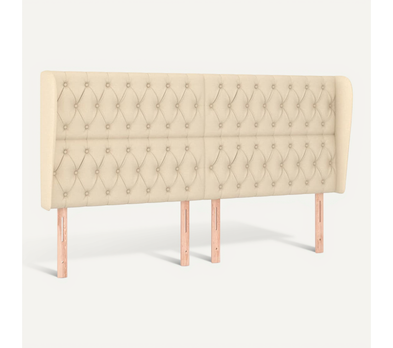 Tête De Lit Avec Oreilles Crème 203x23x118/128 Cm Tissu
